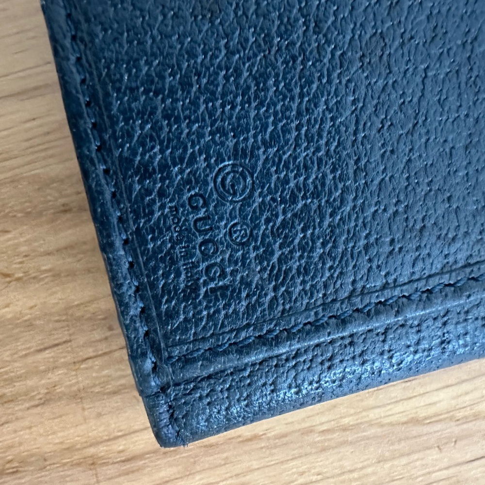 Gucci Blue Gg Studded Interlocking Leather Wallet - Picture 13 of 14